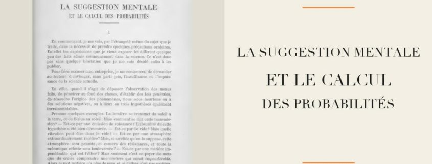 Charles Richet - La suggestion mentale et le calcul des probabilités (1884)