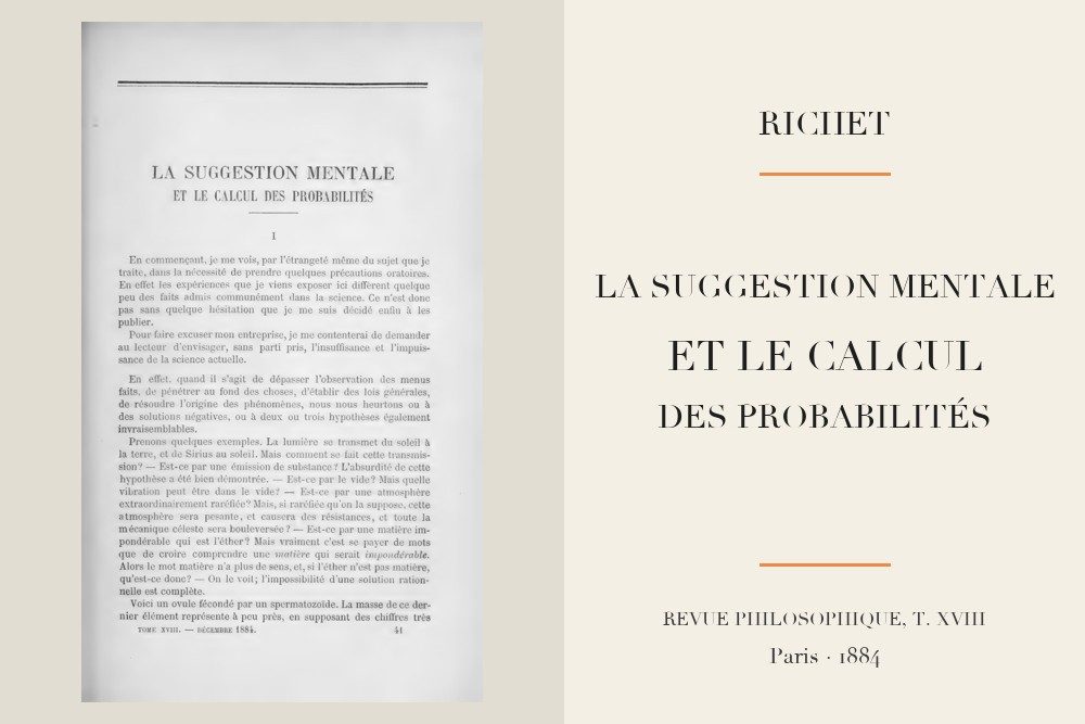 Charles Richet - La suggestion mentale et le calcul des probabilités (1884)
