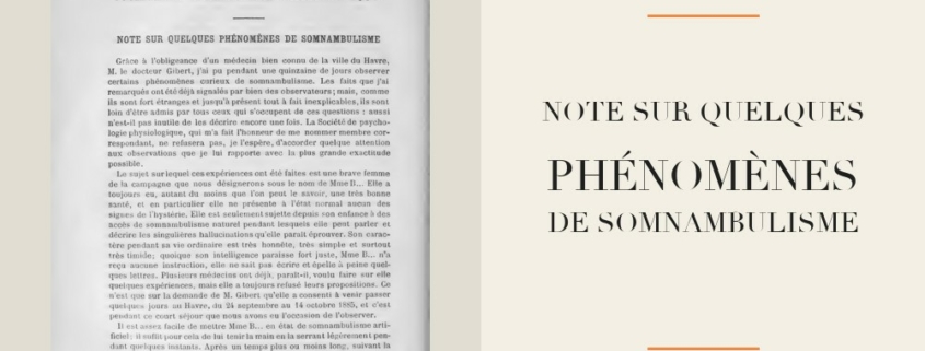 Pierre Janet - Note sur quelques phénomènes de somnambulisme (1886)