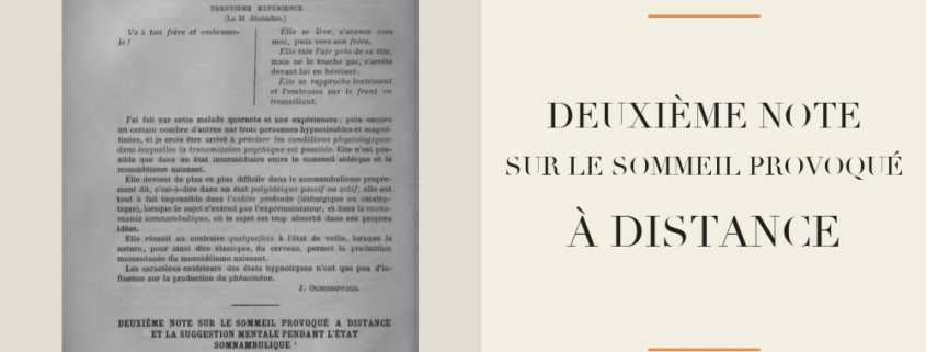 Pierre Janet - Deuxième note sur le sommeil provoqué à distance (1886)