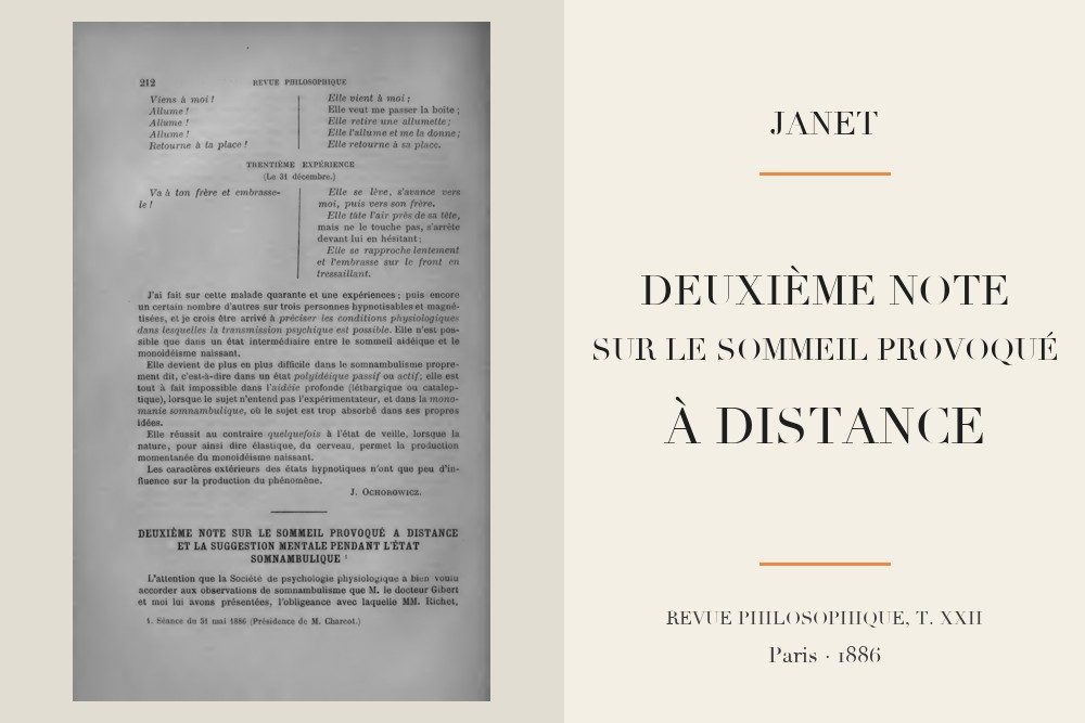 Pierre Janet - Deuxième note sur le sommeil provoqué à distance (1886)