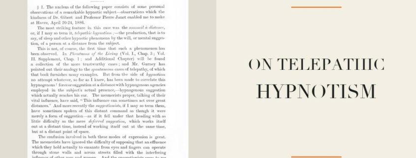 Frederic W. H. Myers - On telepathic hypnotism (1886)